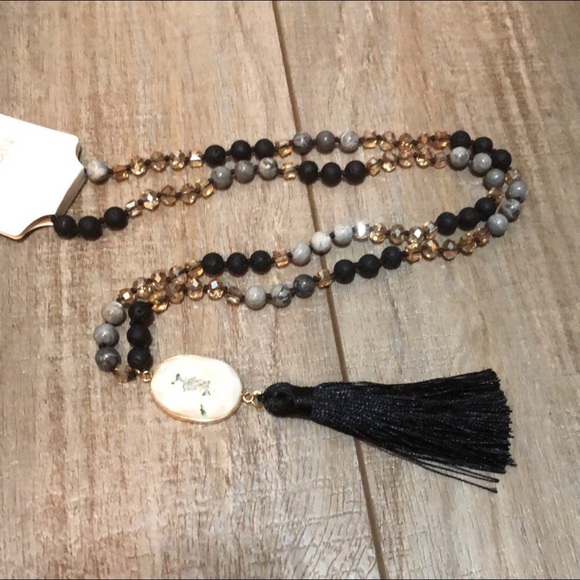 HP! 🥳 Dylan Black Lava Tassel Necklace - Picture 2 of 4